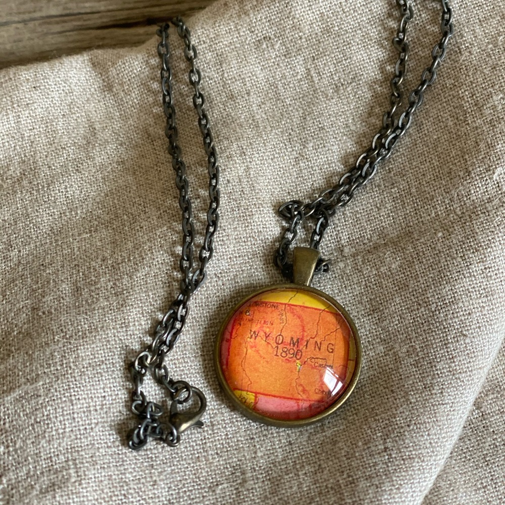 Wyoming Map Pendant Necklace